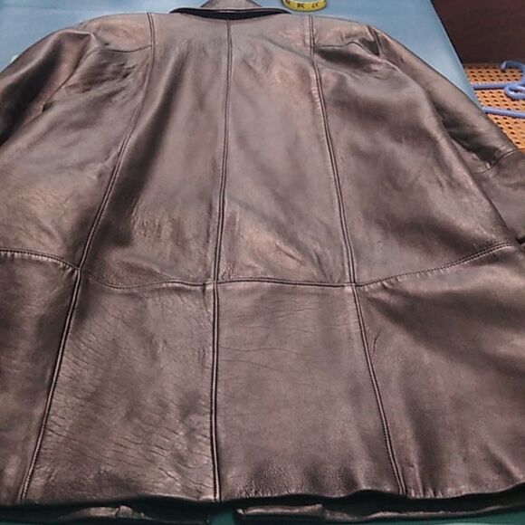 Vintage Reed Women's Black Leather Lg-XL? Swing Three Button Soft Roll cuffCoat - Picture 12 of 13